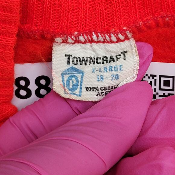 Vintage Towncraft Short Sleeve Sweatshirt Womens XS Ribbed Mock Neck 80s 90s - Picture 10 of 11